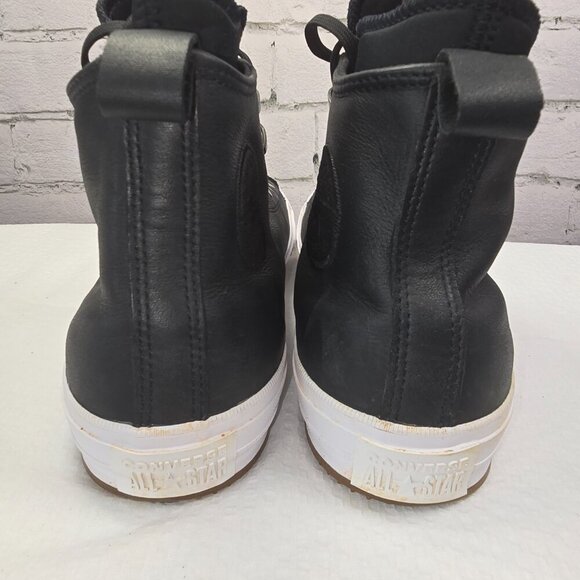 CONVERSE CHUCK TAYLOR ALL STAR WATERPROOF BOOT HI BLACK LEATHER SIZE 10.5 EUC - Picture 8 of 11